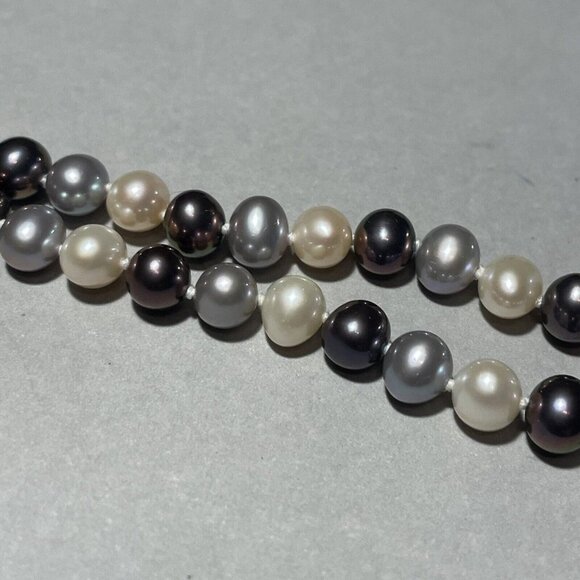 Pearl Double Strand Multicolor Pearl Knotted Bracelet Sterling Silver - Picture 5 of 6